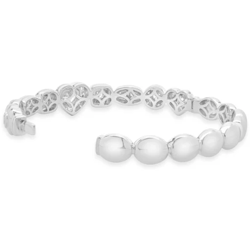 18 Karat White Gold Multi Shape Diamond Cuff Bracelet