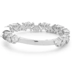 14 Karat White Gold Multi Shape Diamond Staggered Band