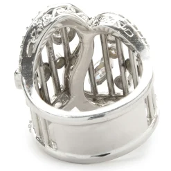 14 Karat White Gold Multi Shape Diamond Open Bar Ring