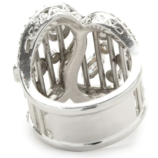 14 Karat White Gold Multi Shape Diamond Open Bar Ring