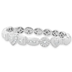 18 Karat White Gold Multi Shape Diamond Cuff Bracelet
