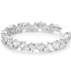 14 Karat White Gold Multi Shape Diamond Staggered Band