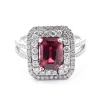 14 Karat White Gold Natural Red Spinel and Diamond Ring