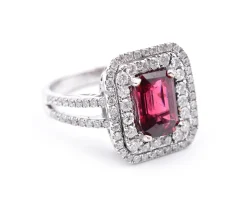 14 Karat White Gold Natural Red Spinel and Diamond Ring