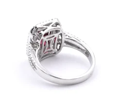 14 Karat White Gold Natural Red Spinel and Diamond Ring