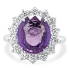 18 Karat White Gold No Heat Purple Sapphire and Diamond Cocktail Ring