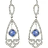 14 Karat White Gold NO HEAT Sapphire and Diamond Drop Earrings