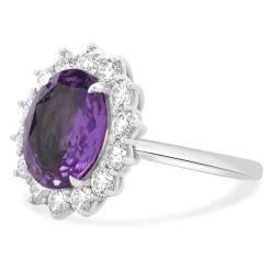 18 Karat White Gold No Heat Purple Sapphire and Diamond Cocktail Ring