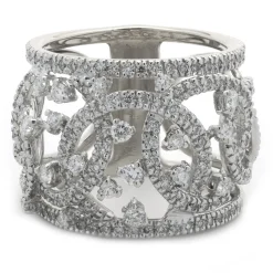 14 Karat White Gold Open Diamond Cigar Band