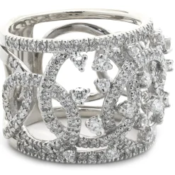 14 Karat White Gold Open Diamond Cigar Band