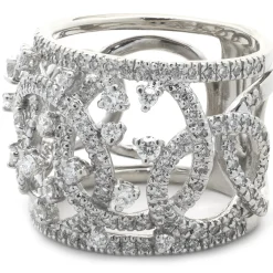 14 Karat White Gold Open Diamond Cigar Band