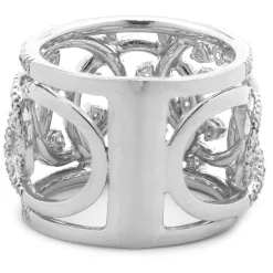 14 Karat White Gold Open Diamond Cigar Band