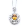 14 Karat White Gold Orange Sapphire and Diamond Necklace