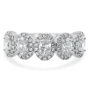 14 Karat White Gold Oval Diamond Band With Halos