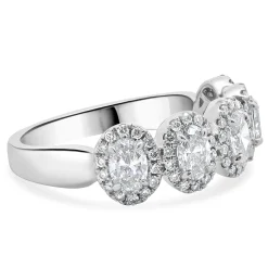 14 Karat White Gold Oval Diamond Band With Halos