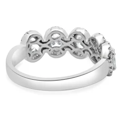 14 Karat White Gold Oval Diamond Band With Halos