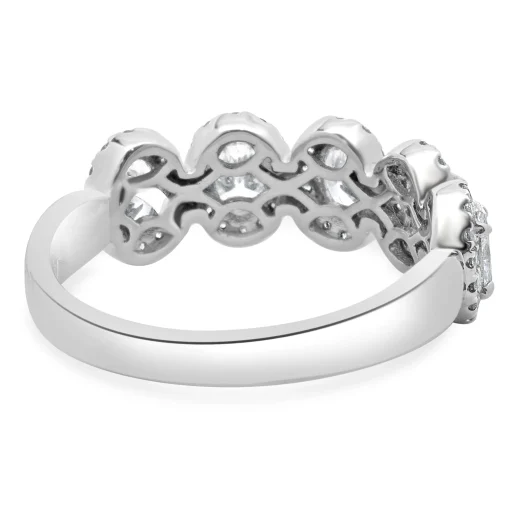 14 Karat White Gold Oval Diamond Band With Halos