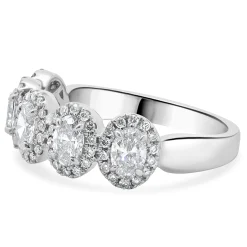 14 Karat White Gold Oval Diamond Band With Halos
