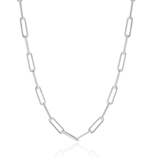 14 Karat White Gold Paperclip Chain Necklace