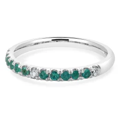18 Karat White Gold Paraiba Tourmaline and Diamond Band