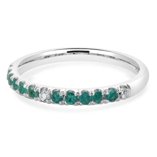 18 Karat White Gold Paraiba Tourmaline and Diamond Band