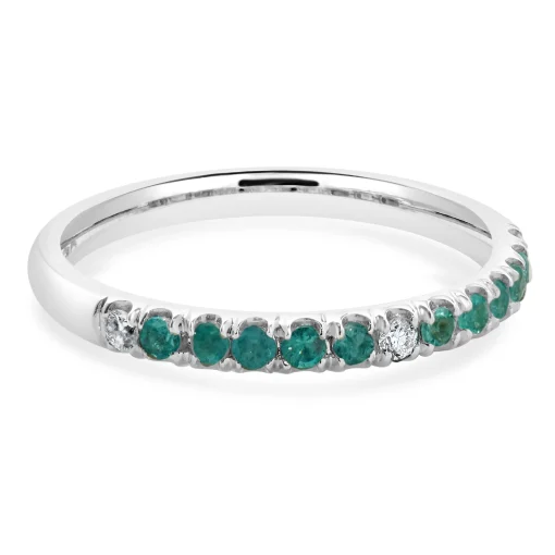 18 Karat White Gold Paraiba Tourmaline and Diamond Band