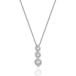 14 Karat White Gold Past, Present, Future Diamond Necklace