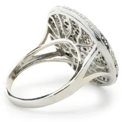 14 Karat White Gold Pave Black and White Diamond Zebra Print Ring