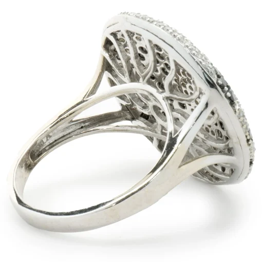 14 Karat White Gold Pave Black and White Diamond Zebra Print Ring