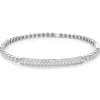 18 Karat White Gold Pave Diamond ID Bangle Bracelet
