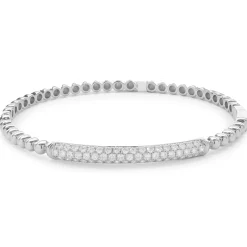 18 Karat White Gold Pave Diamond ID Bangle Bracelet