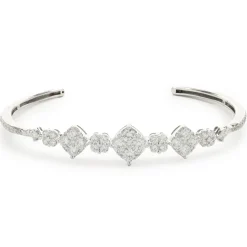 18 Karat White Gold Pave Diamond Multi Shape Cuff Bracelet