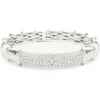 18 Karat White Gold Pave Diamond ID Style Bangle Bracelet