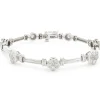 14 Karat White Gold Pave Diamond Flower Station Bracelet