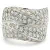 18 Karat White Gold Pave Diamond Wave Cigar Band