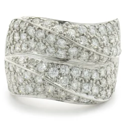 18 Karat White Gold Pave Diamond Wave Cigar Band