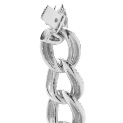18 Karat White Gold Pave Diamond Cuban Link Bracelet
