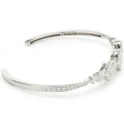 18 Karat White Gold Pave Diamond Multi Shape Cuff Bracelet