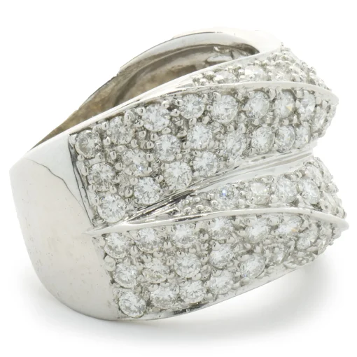 18 Karat White Gold Pave Diamond Wave Cigar Band