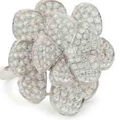 18 Karat White Gold Pave Diamond Flower Ring