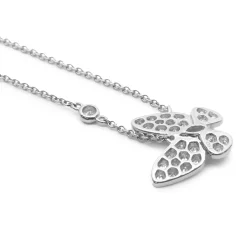 18 Karat White Gold Pave Diamond Butterfly Necklace