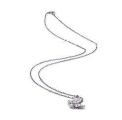 18 Karat White Gold Pave Diamond Butterfly Necklace