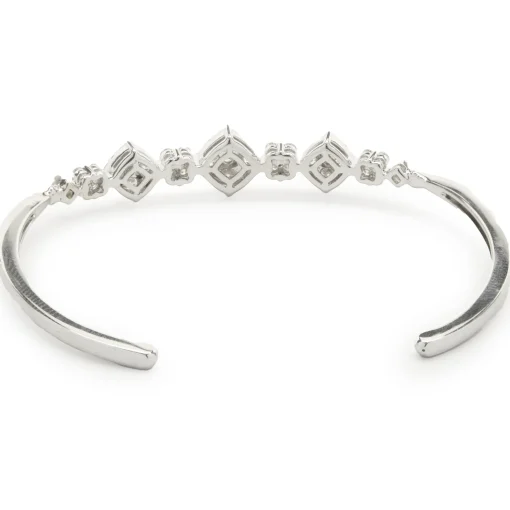 18 Karat White Gold Pave Diamond Multi Shape Cuff Bracelet