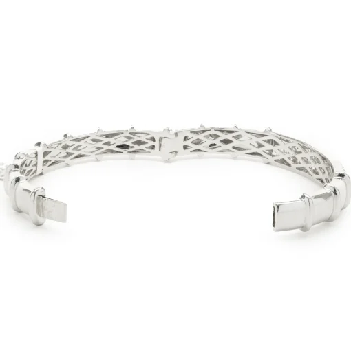 18 Karat White Gold Pave Diamond ID Style Bangle Bracelet