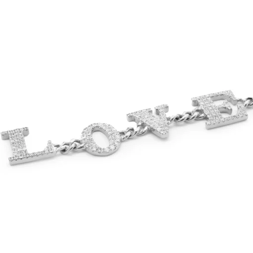 18 Karat White Gold Pave Diamond LOVE Bracelet