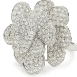 18 Karat White Gold Pave Diamond Flower Ring