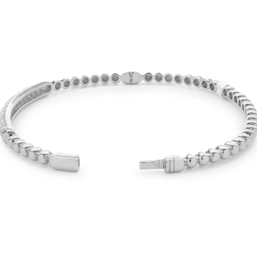 18 Karat White Gold Pave Diamond ID Bangle Bracelet