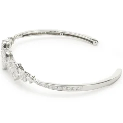 18 Karat White Gold Pave Diamond Multi Shape Cuff Bracelet