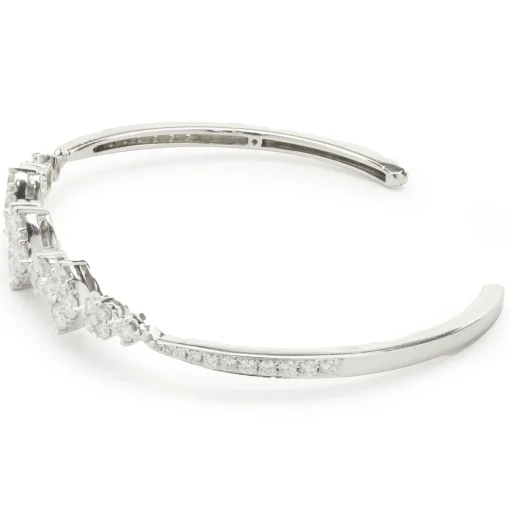 18 Karat White Gold Pave Diamond Multi Shape Cuff Bracelet