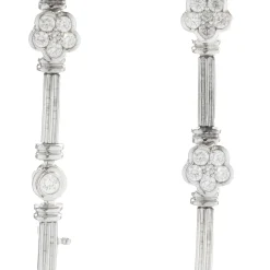 14 Karat White Gold Pave Diamond Flower Station Bracelet